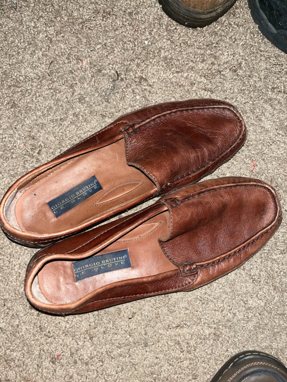 Giorgio Brutini Chestnut Brown Leather Slip-On Loafers